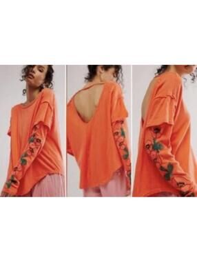 FREE PEOPLE Not Your Poppys Long-Sleeve Tee Women's Size S